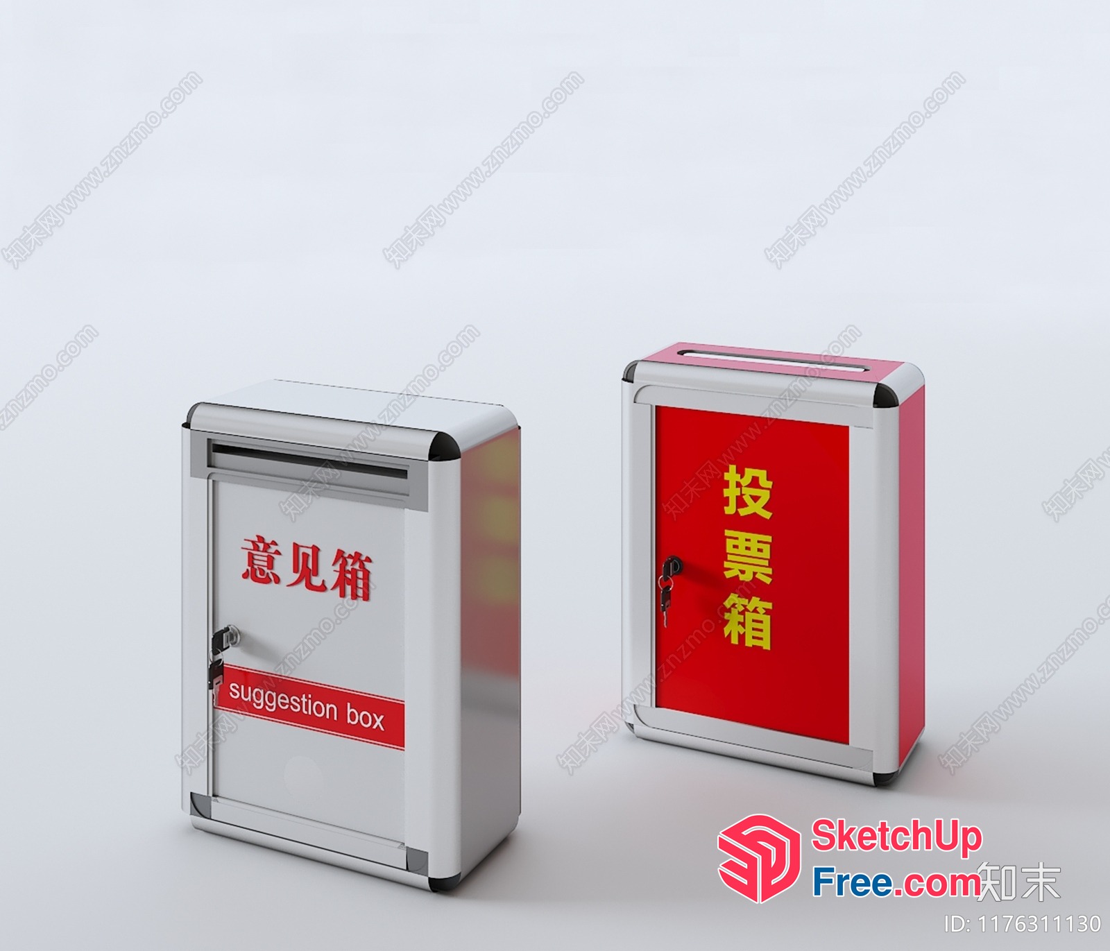 Suggestion Box In Red And Yellow 3D SketchUp File