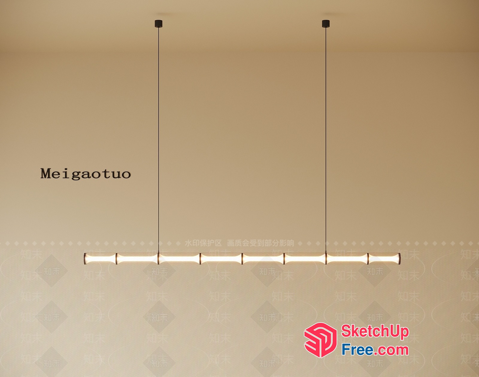 Elegant Lighting Fixture With Long, Horizontal Bar 3D SketchUp File