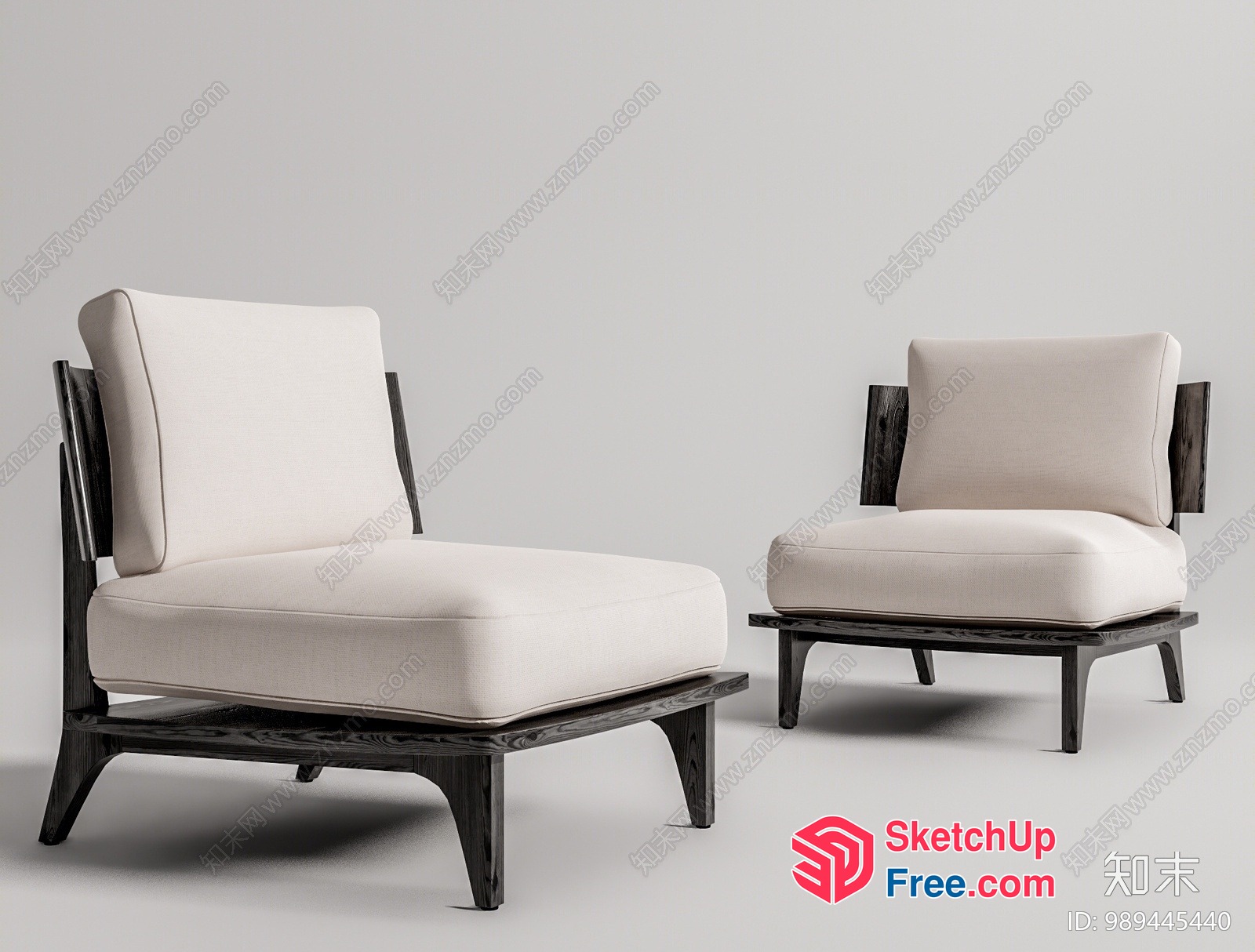 Elegant Modern Creamy Style Lounge Chairs 3D SketchUp File
