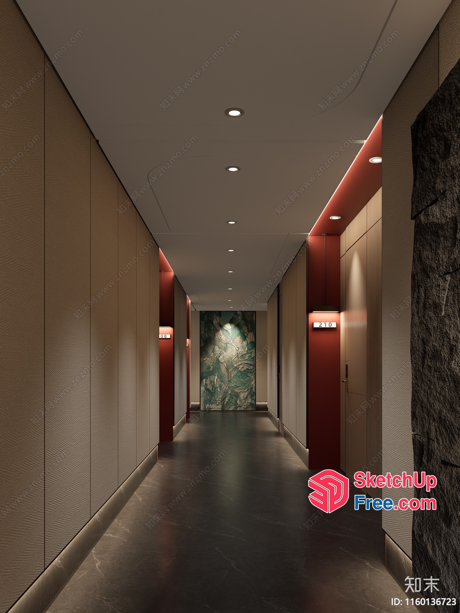 Hallway With Modern Design And Ambient Lighting 3D SketchUp File