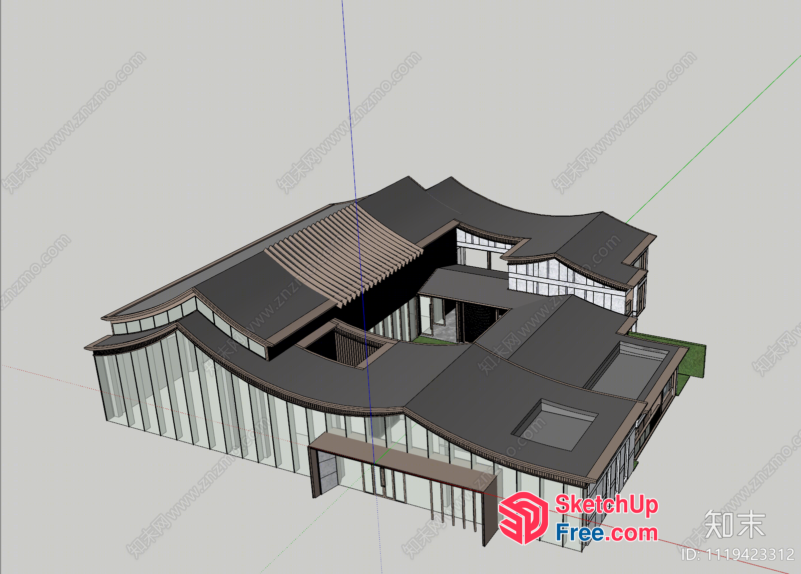 Japanese-Style Exterior Villa 3D SketchUp File