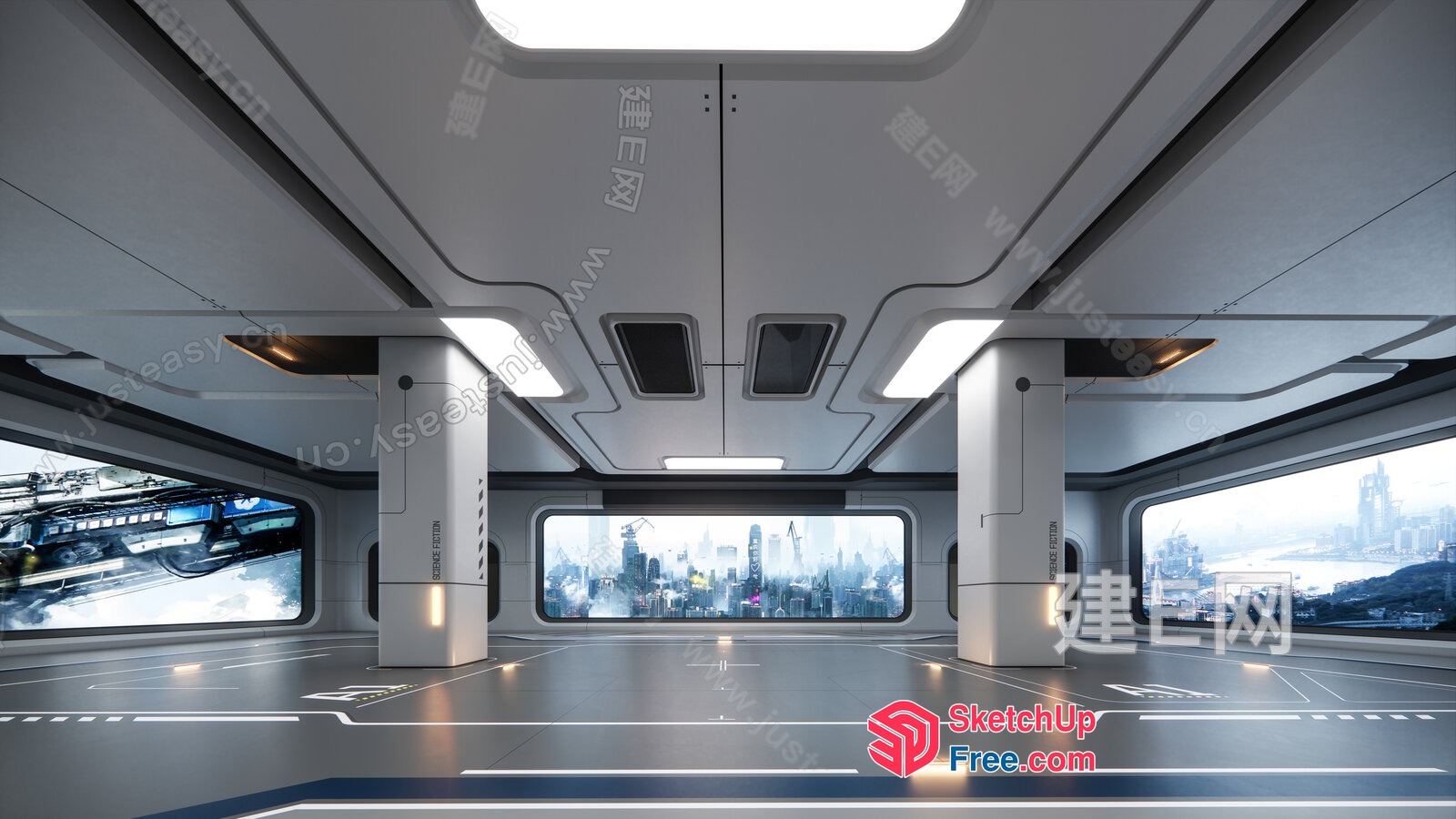Futuristic Space Station Interior 3D SketchUp File