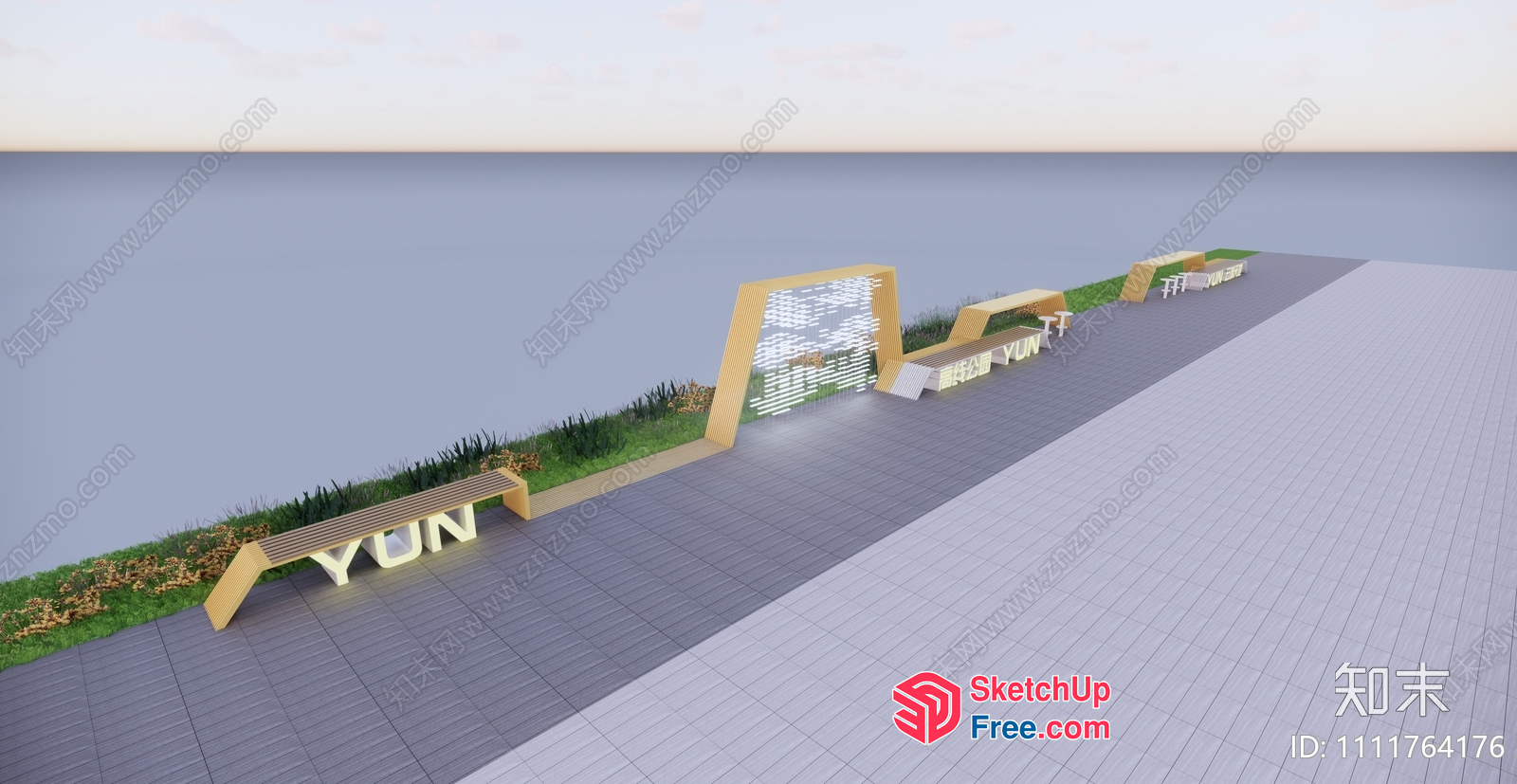 Modern Outdoor Seating Area With Unique Decorative Elements 3D SketchUp File