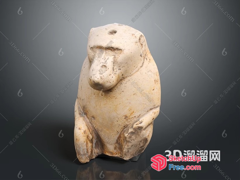 Ancient Stone Carved Animal Sculpture 3D SketchUp File