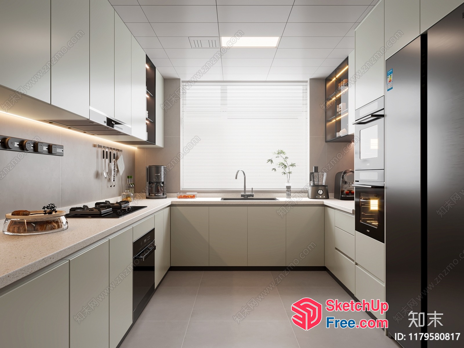 Modern Kitchen With Sleek Cabinets And Appliances 3D SketchUp File