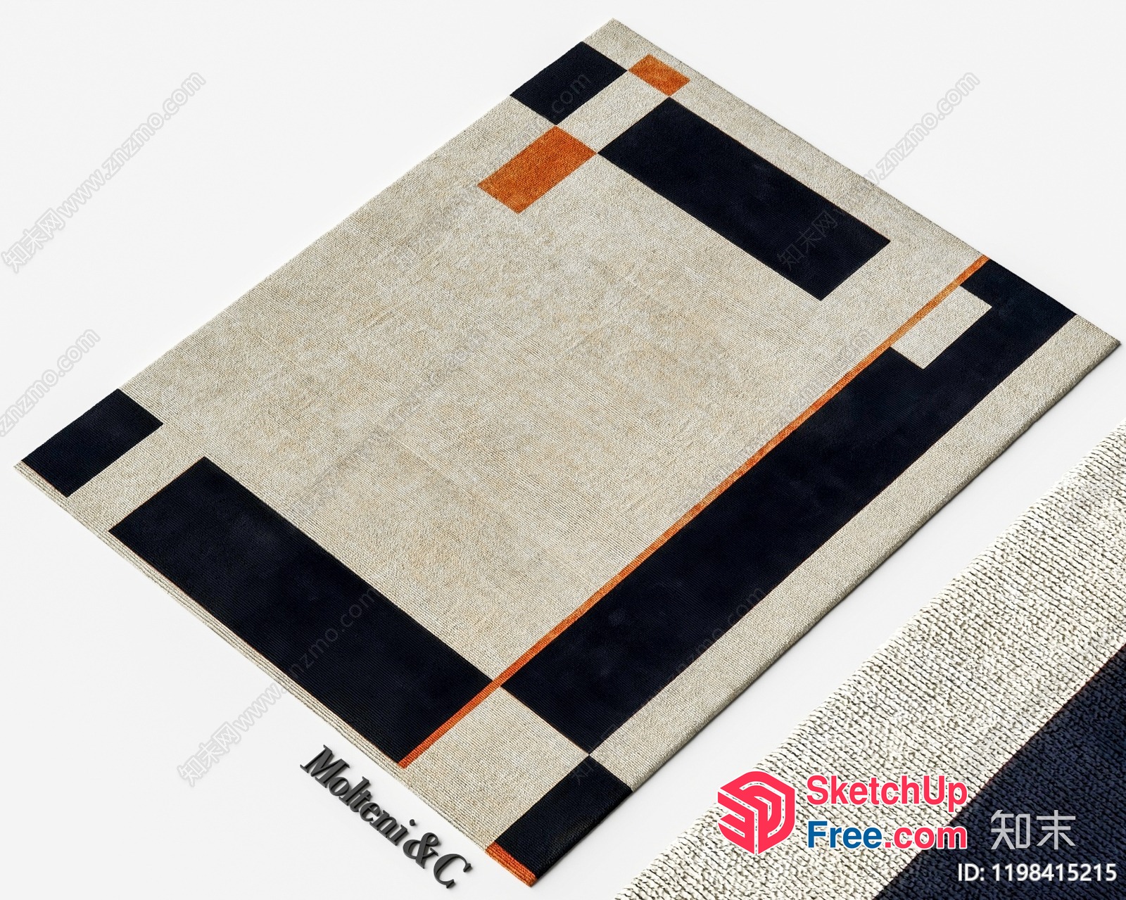 Modern Japanese Style Living Room Rug 3D SketchUp File