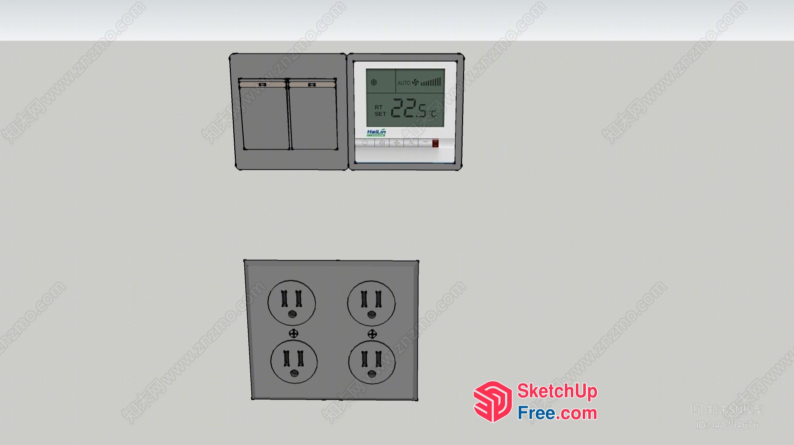 Thermostat And Electrical Outlets In A Room 3D SketchUp File