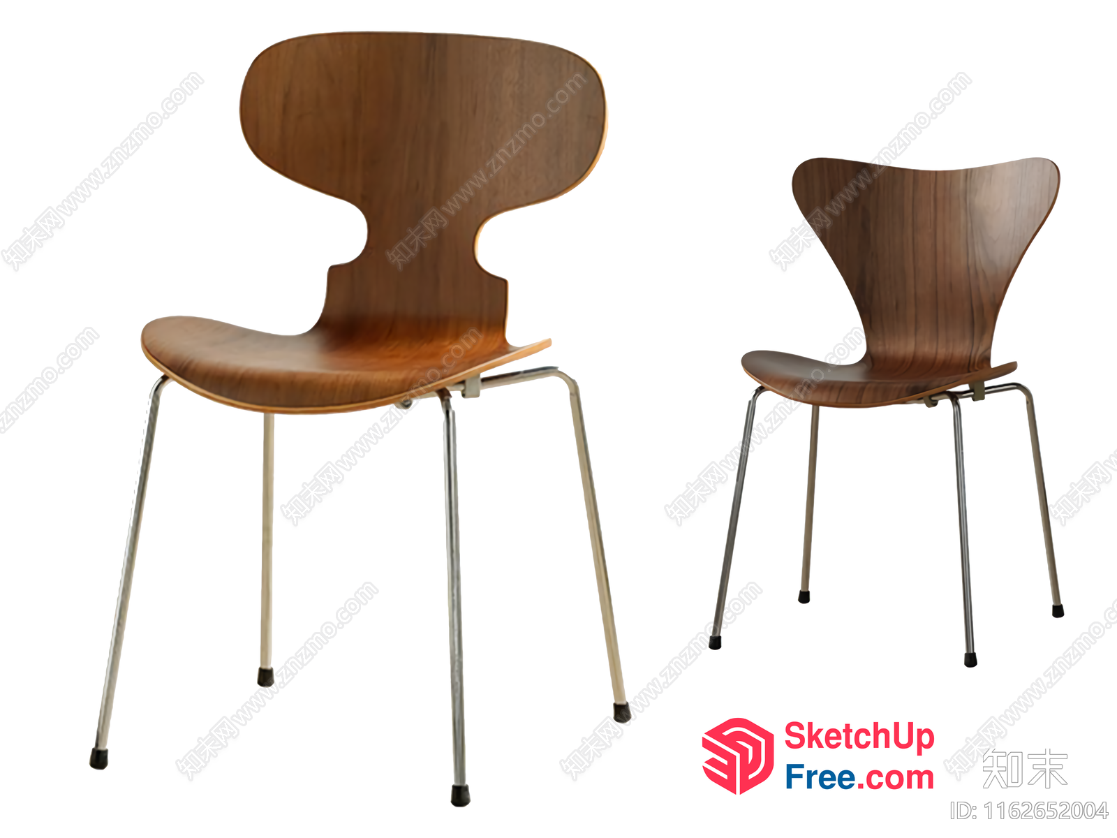 Modern Wooden Chairs With Sleek Metal Legs 3D SketchUp File
