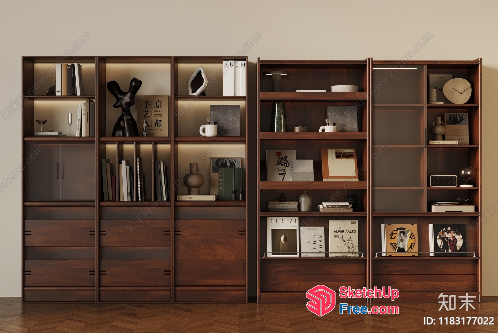 Modern Shelving Unit With Decorative Items 3D SketchUp File