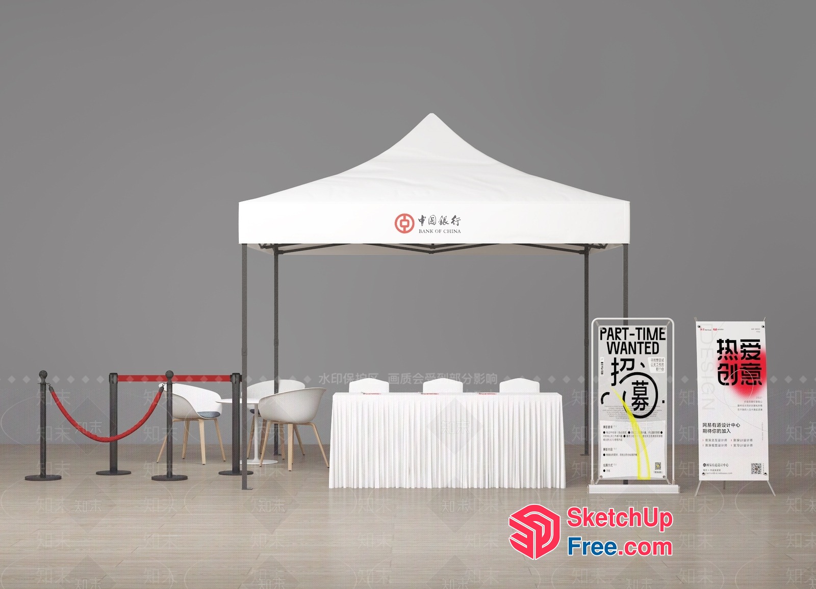 Chinese Bank Of China Booth Setup 3D SketchUp File