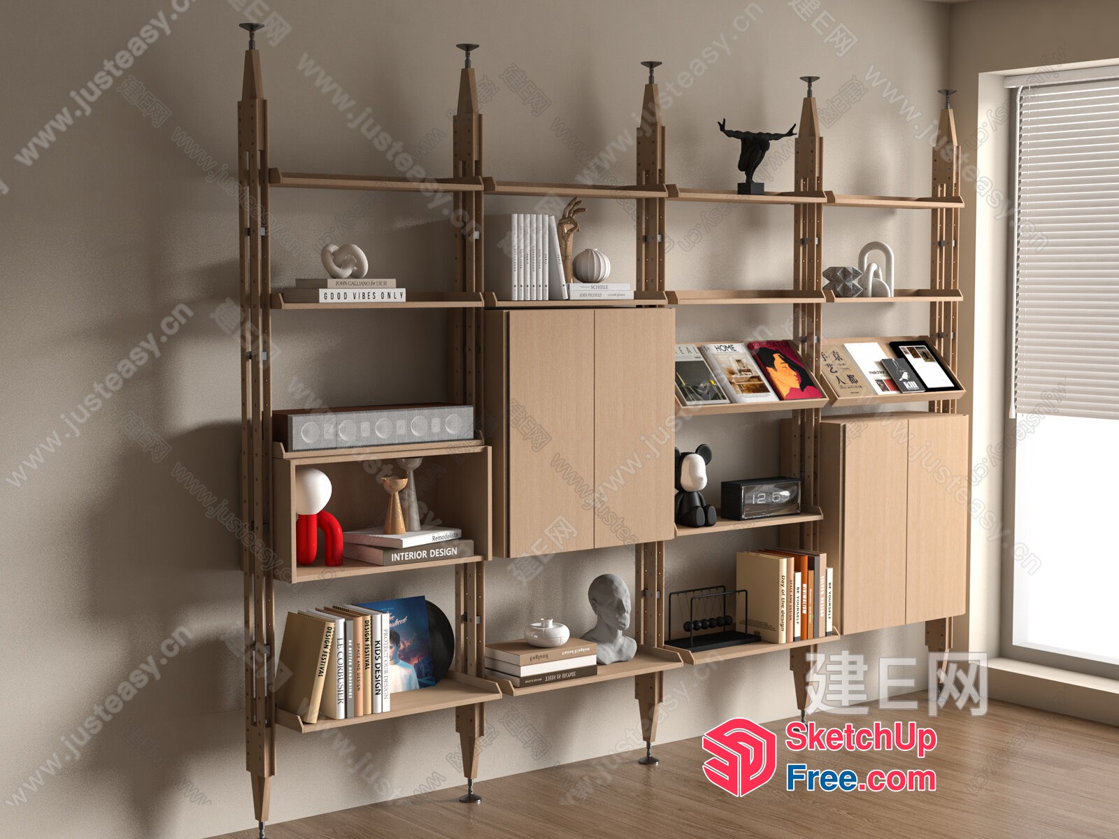 Modern Shelving Unit With Decorative Items 3D SketchUp File