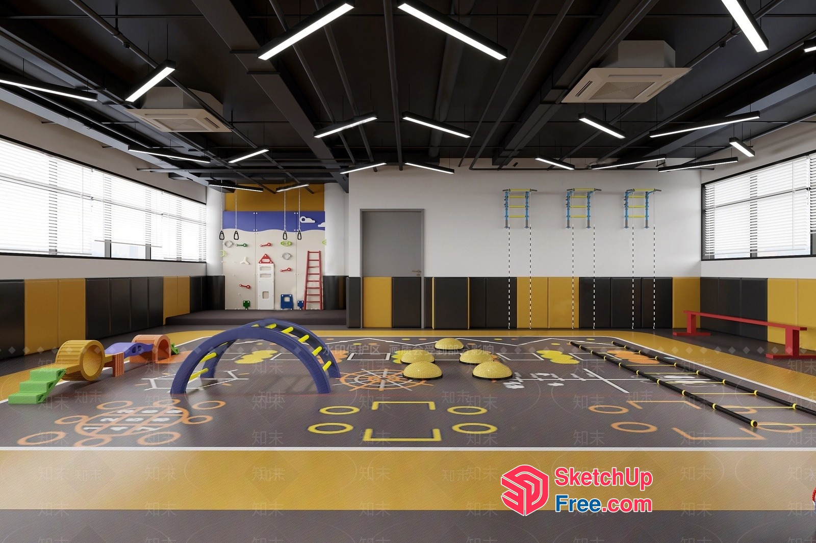 Modern Gymnasium With Vibrant Play Area 3D SketchUp File