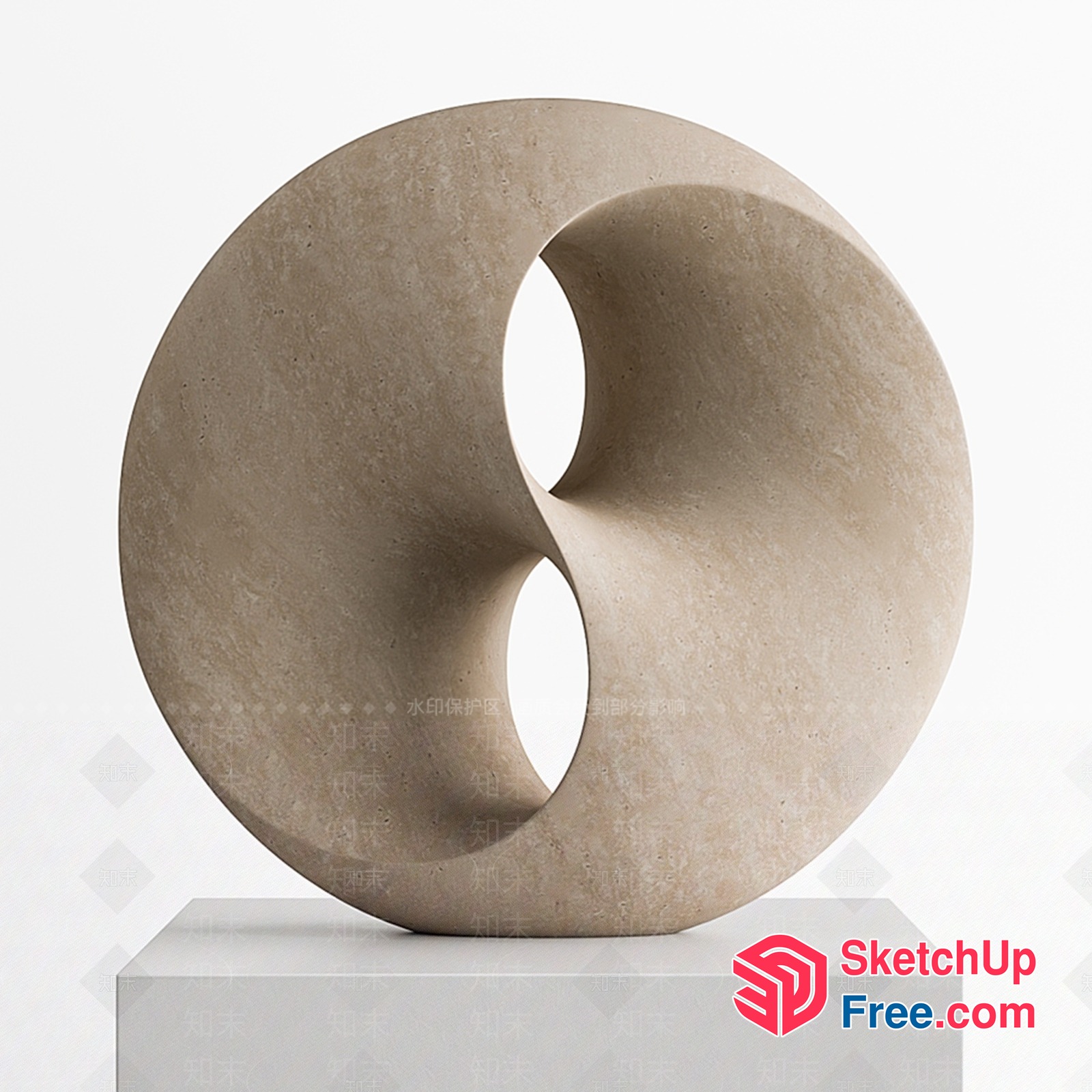 Elegant Minimalist Stone Sculpture 3D SketchUp File