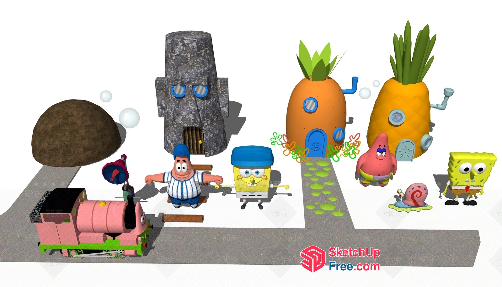 Vibrant Spongebob Squarepants Scene 3D SketchUp File