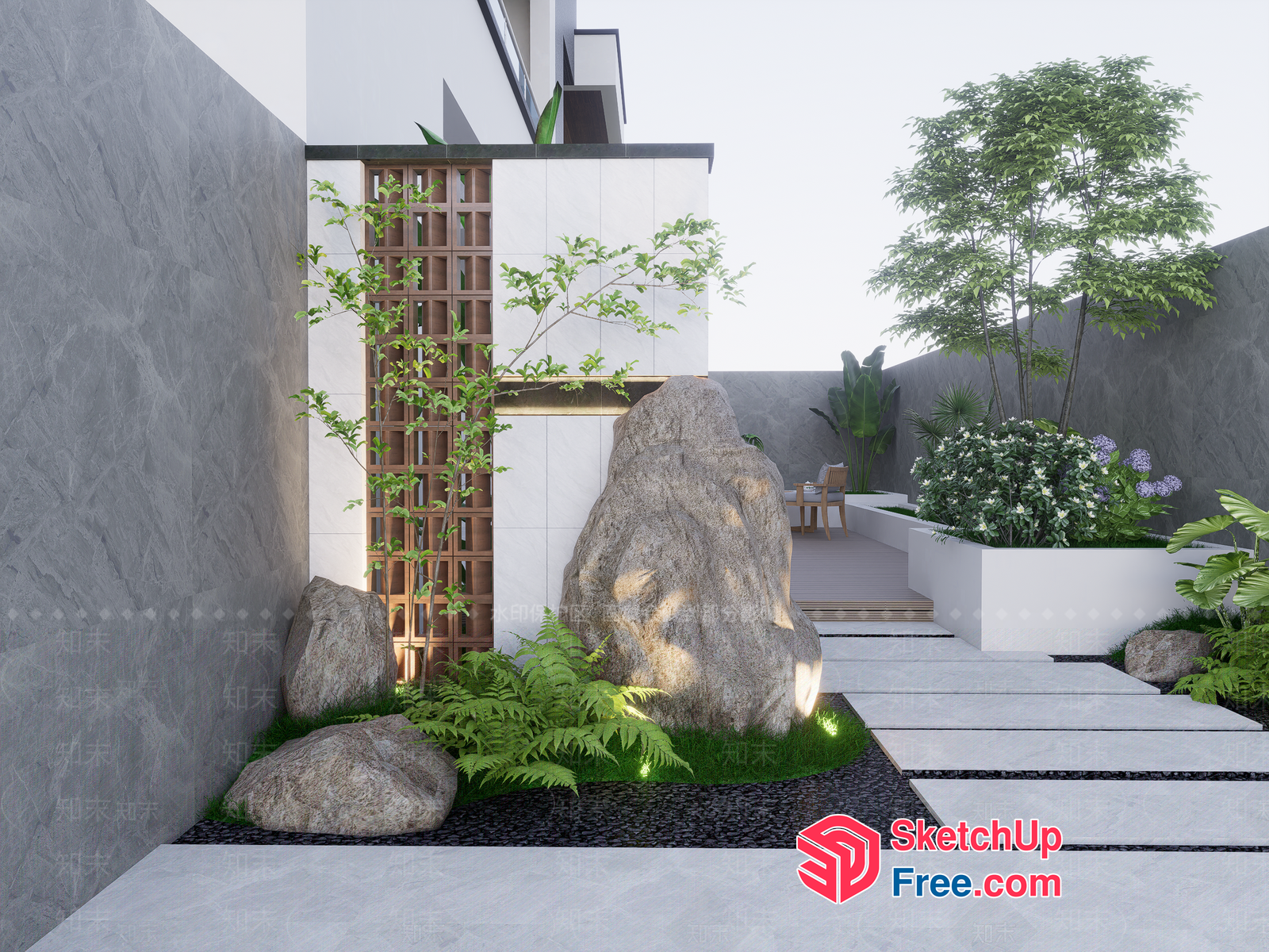 Modern Japanese-Inspired Outdoor Oasis 3D SketchUp File