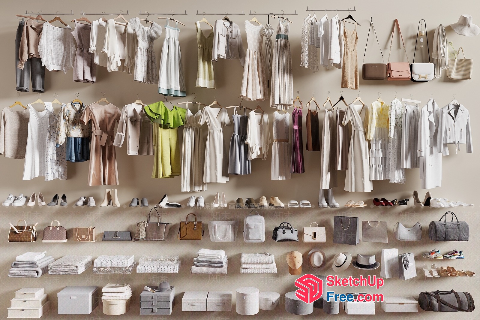 Elegant White And Gray Clothing Display 3D SketchUp File
