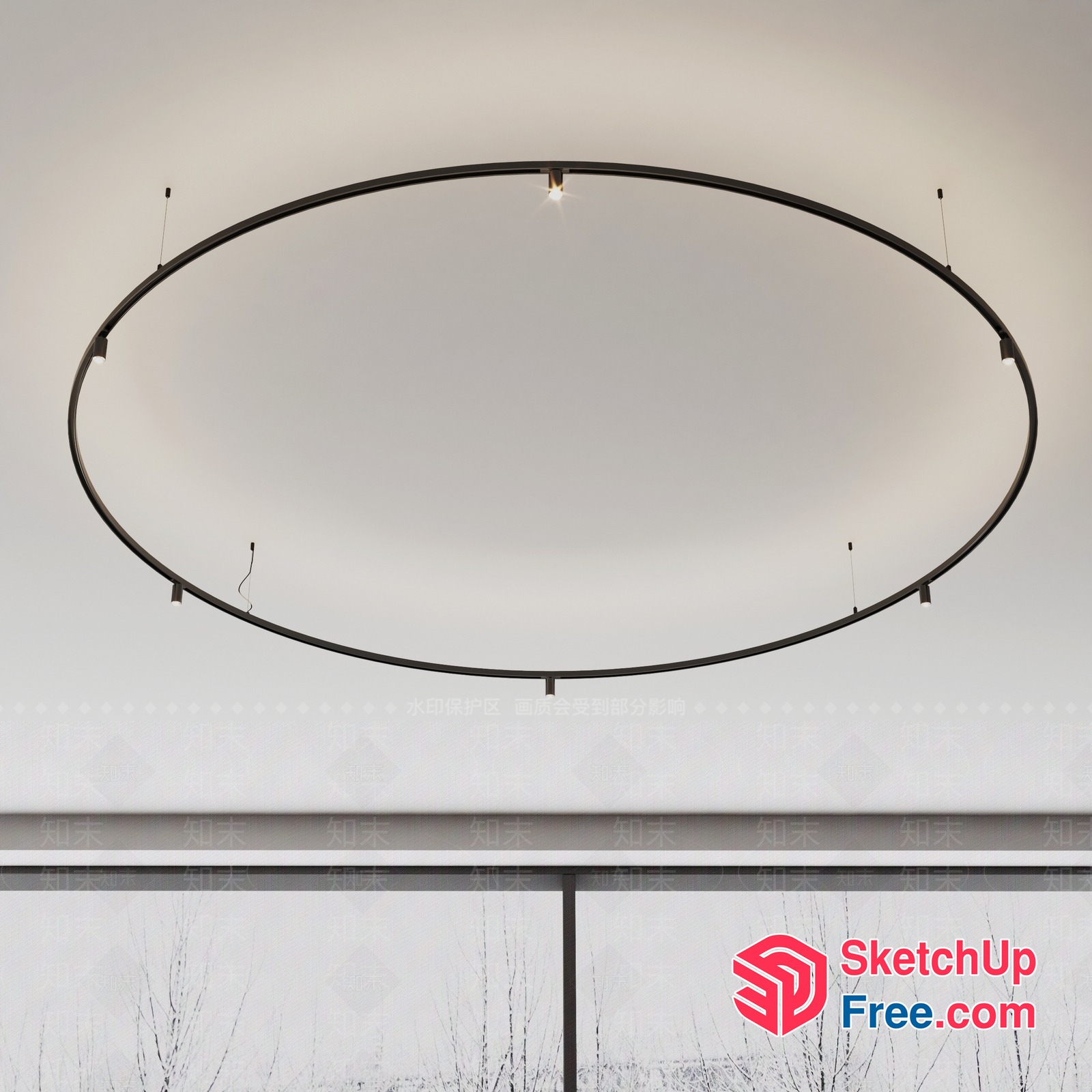 Modern Minimalist Oval Light Fixture 3D SketchUp File