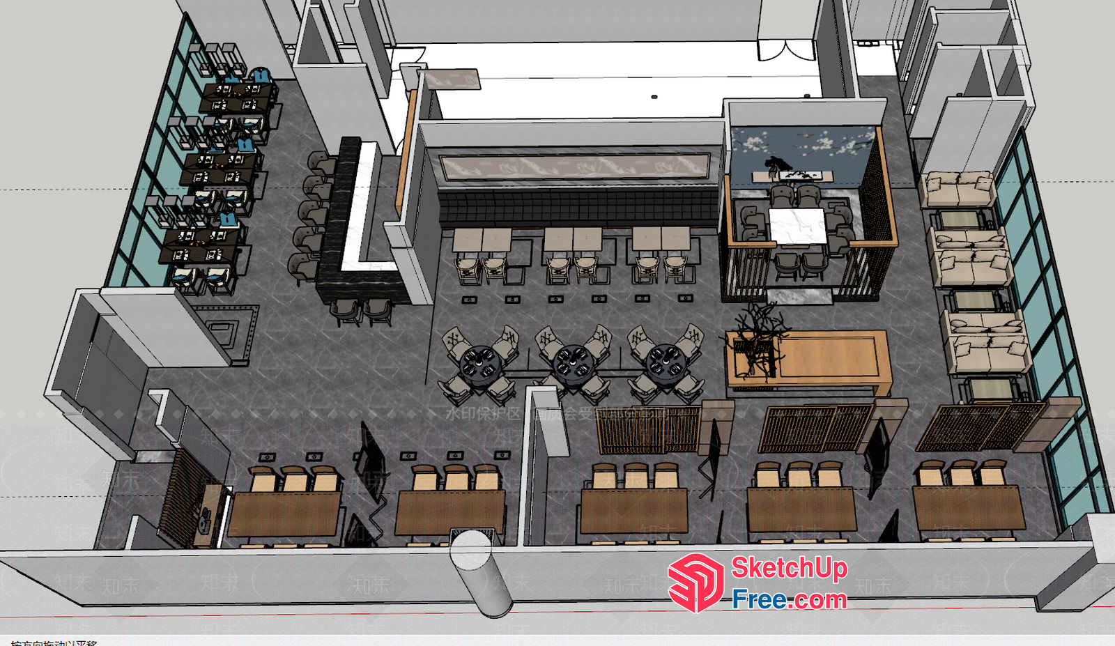 Modern Commercial Space With Elegant Furniture 3D SketchUp File
