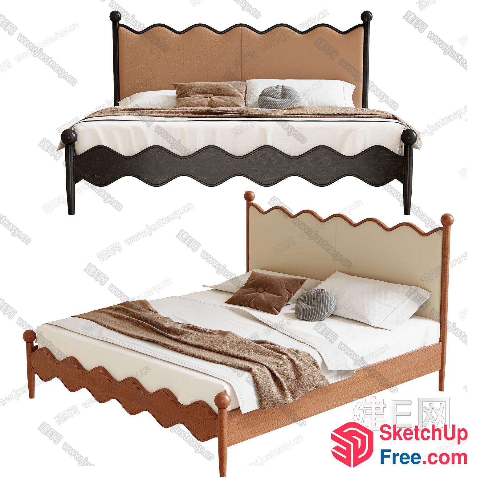 Modern Bed Designs With Unique Headboards 3D SketchUp File