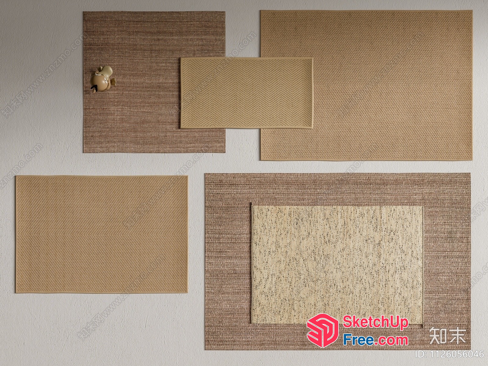 Modern Beige And Brown Fabric Placemat Set 3D SketchUp File