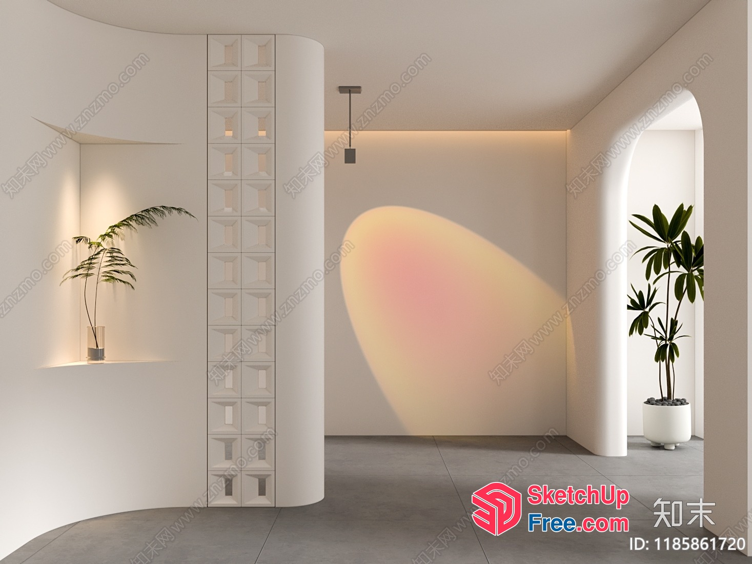Minimalist Japanese Style Interior With Elegant Lighting And Plants 3D SketchUp File