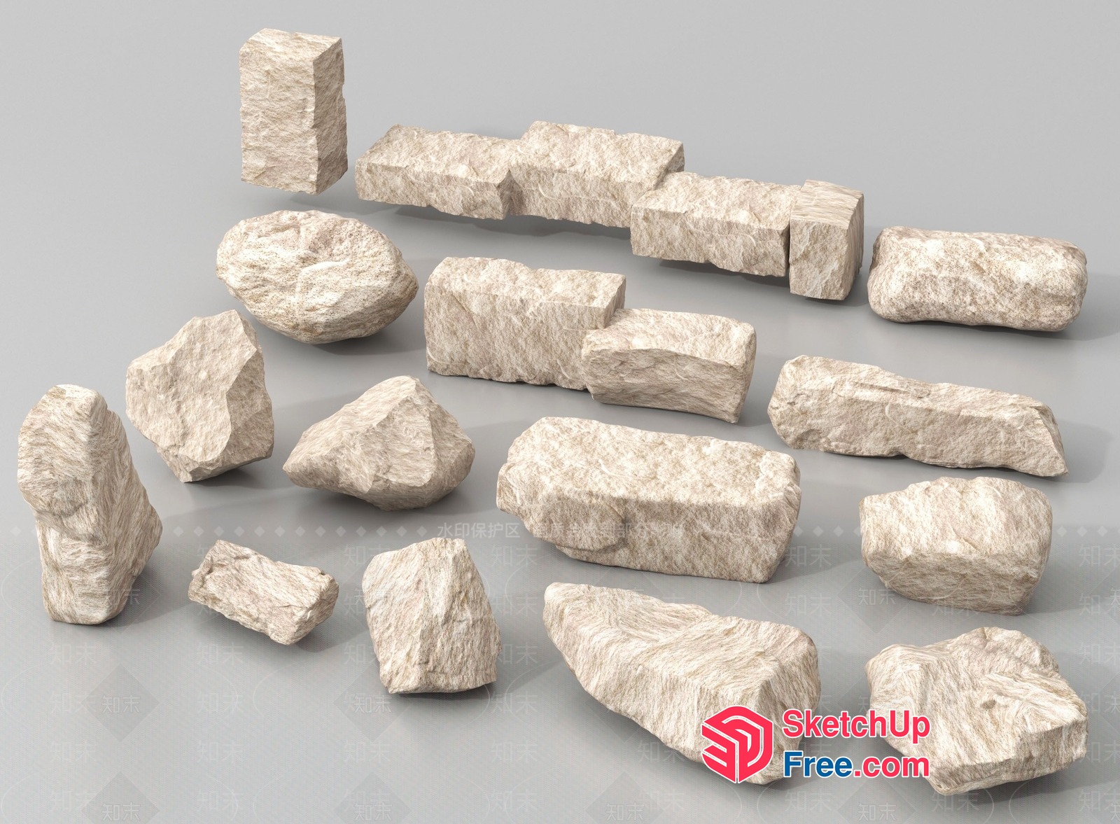 Rough Textured Rocks 3D SketchUp File