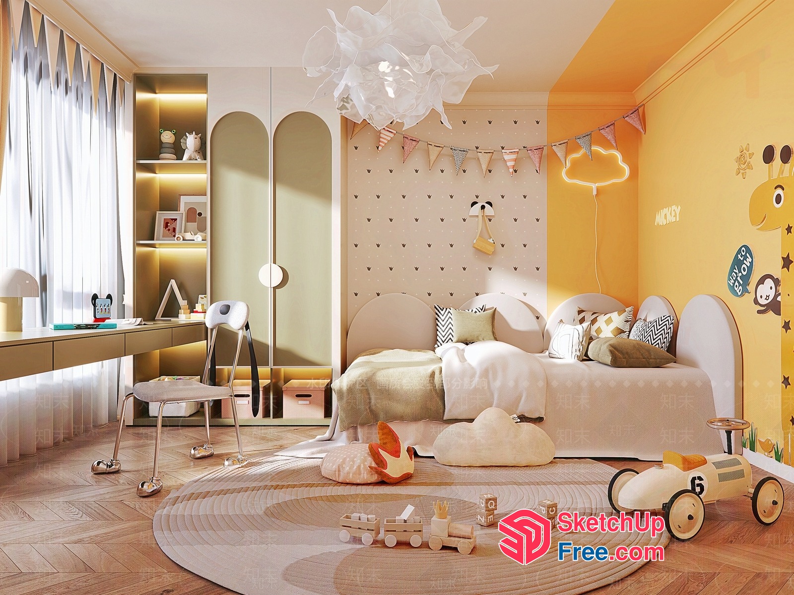 Modern Kids Room Design With Playful Decor 3D SketchUp File