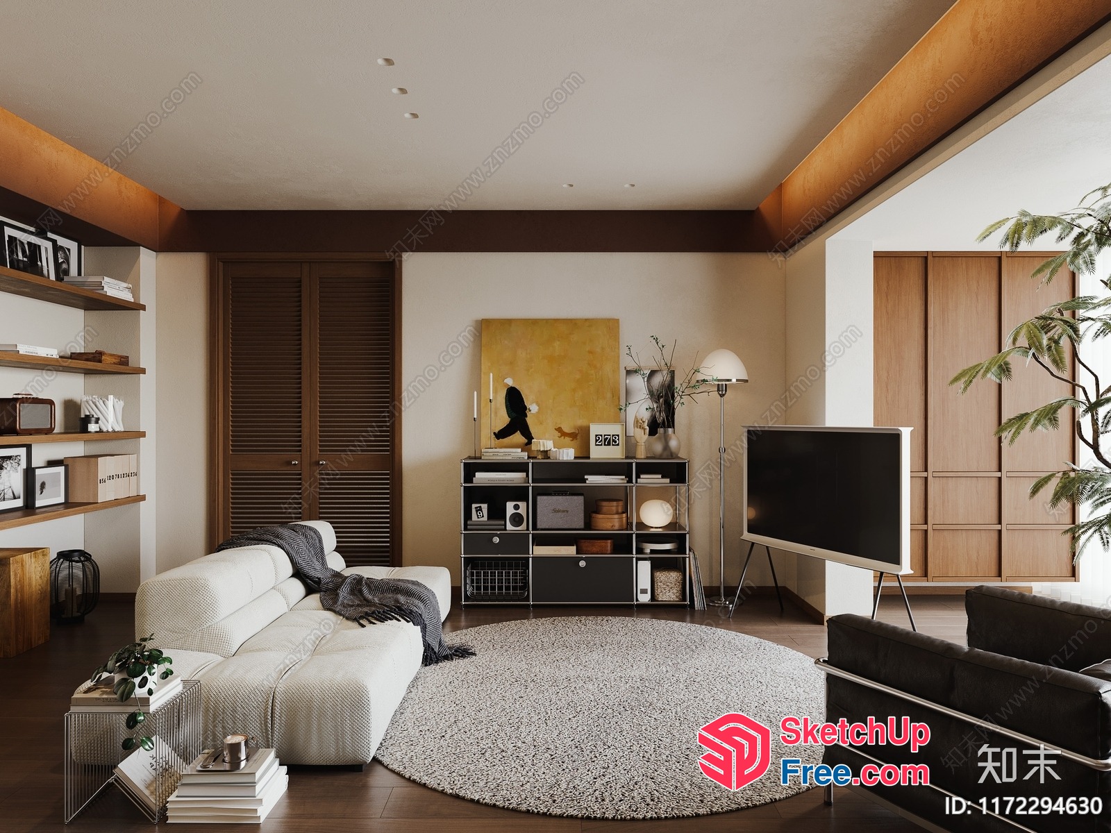 Modern Japanese-Inspired Living Room With Minimalist Decor 3D SketchUp File
