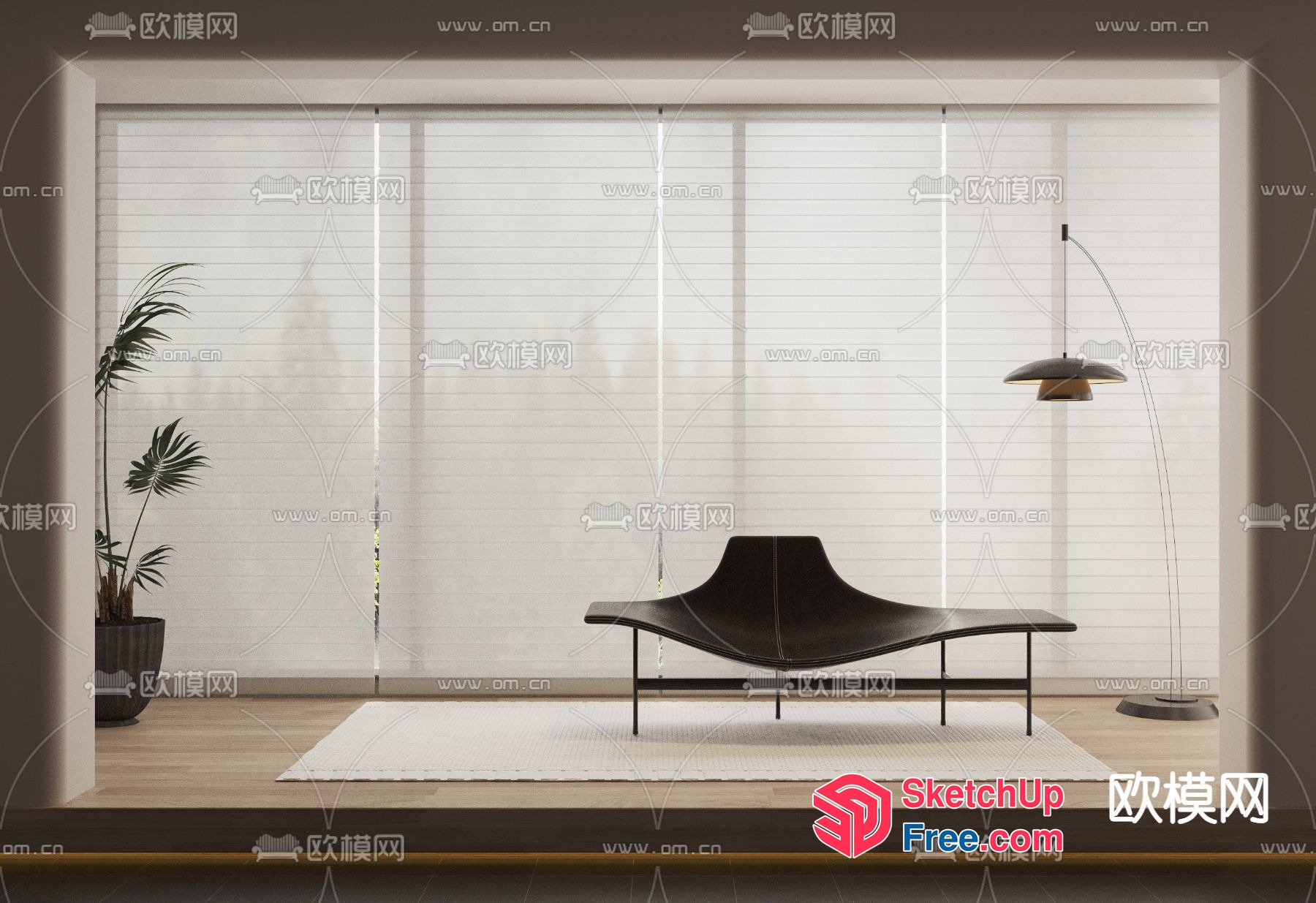 Modern Minimalist Living Room With Sleek Black Furniture 3D SketchUp File
