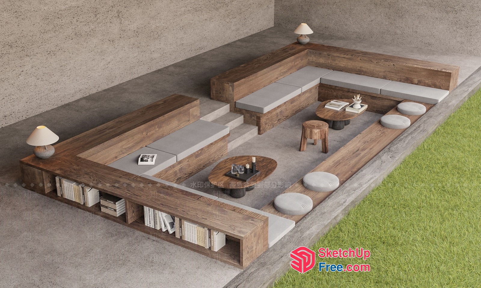 Modern Rustic Living Room Furniture 3D SketchUp File