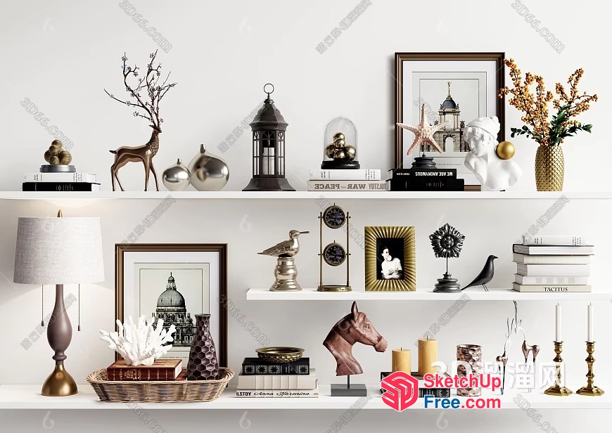 Elegant Home Decor Shelf Collection 3D SketchUp File