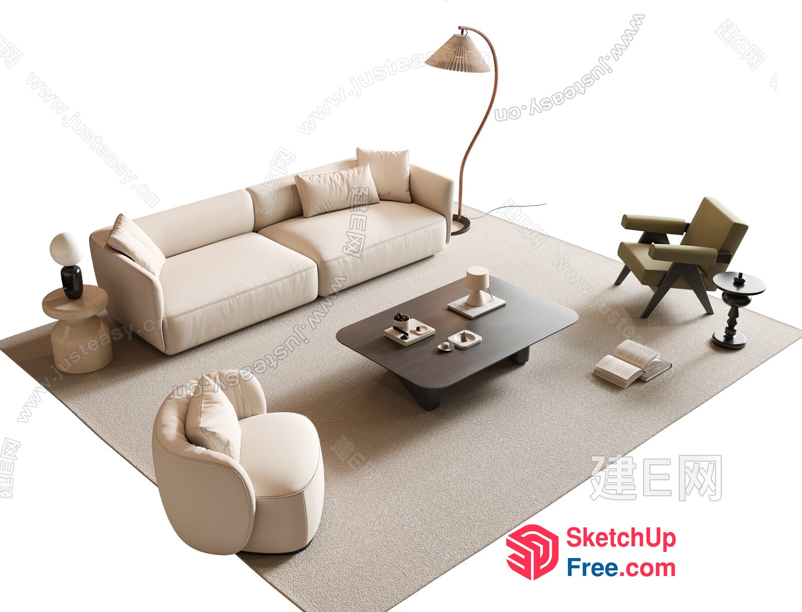 Elegant And Modern Living Room Furniture Set 3D SketchUp File