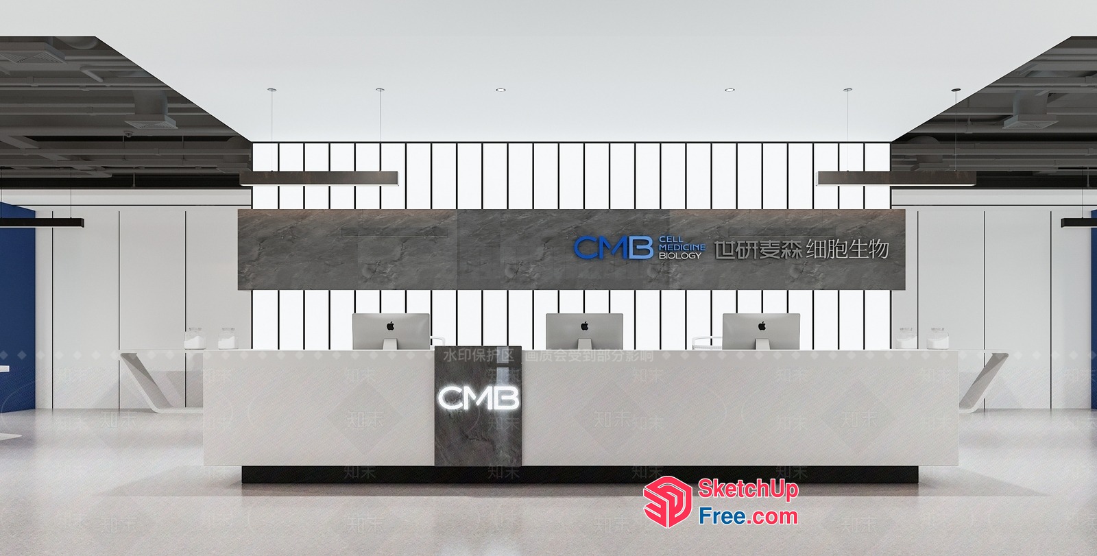 Modern Office Reception Desk With Cmb Sign 3D SketchUp File