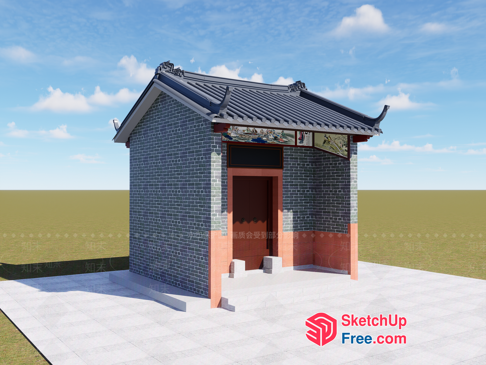 Traditional Asian Building Exterior 3D SketchUp File