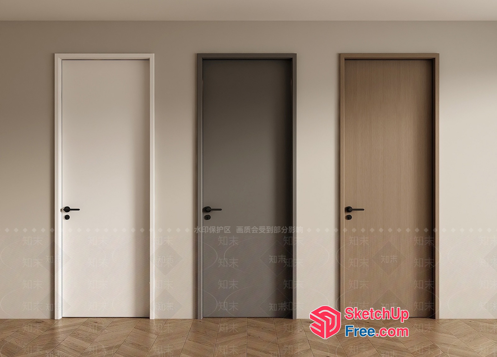 Three Doors In A Line 3D SketchUp File