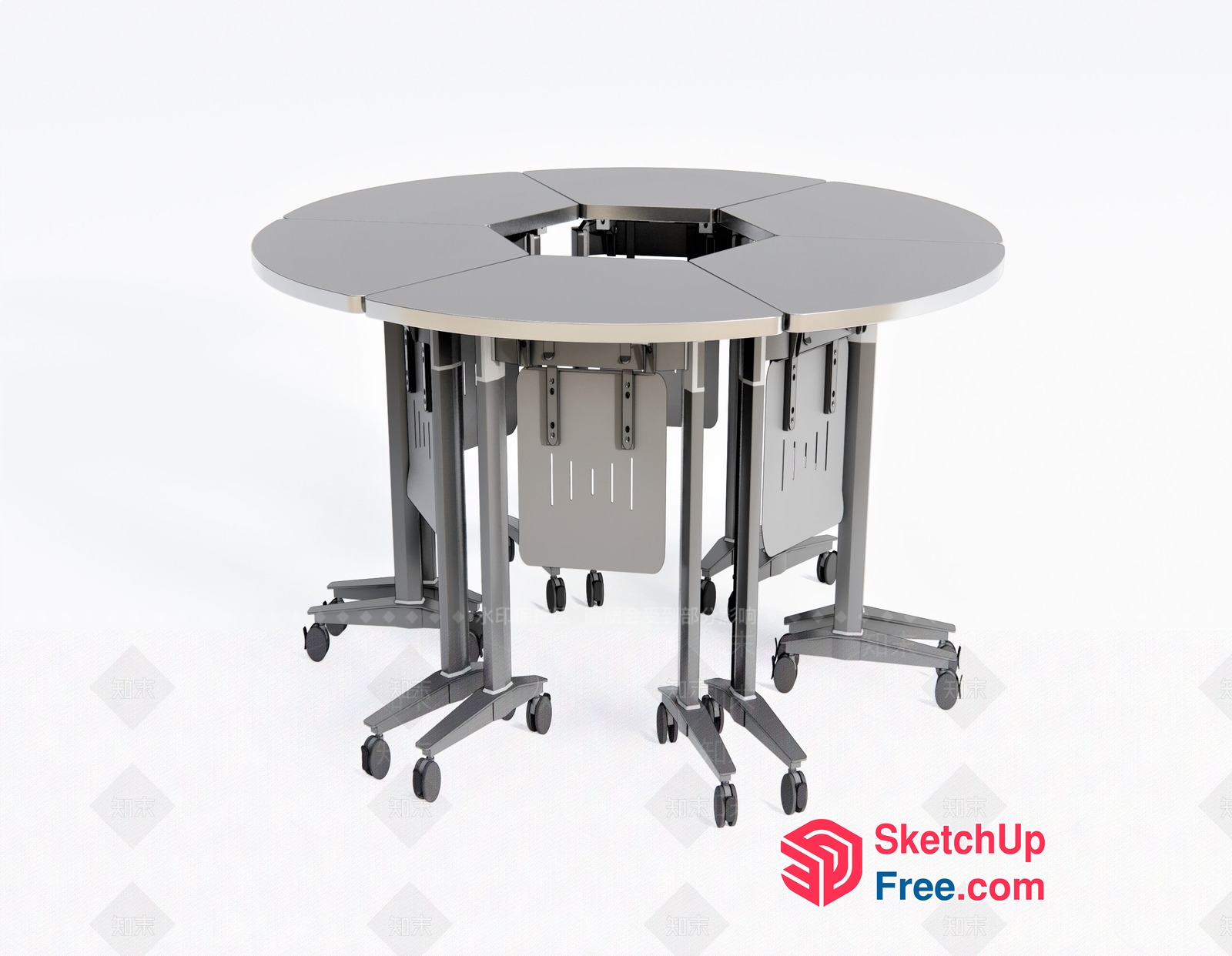 Modern Round Table With Adjustable Height And Wheels 3D SketchUp File