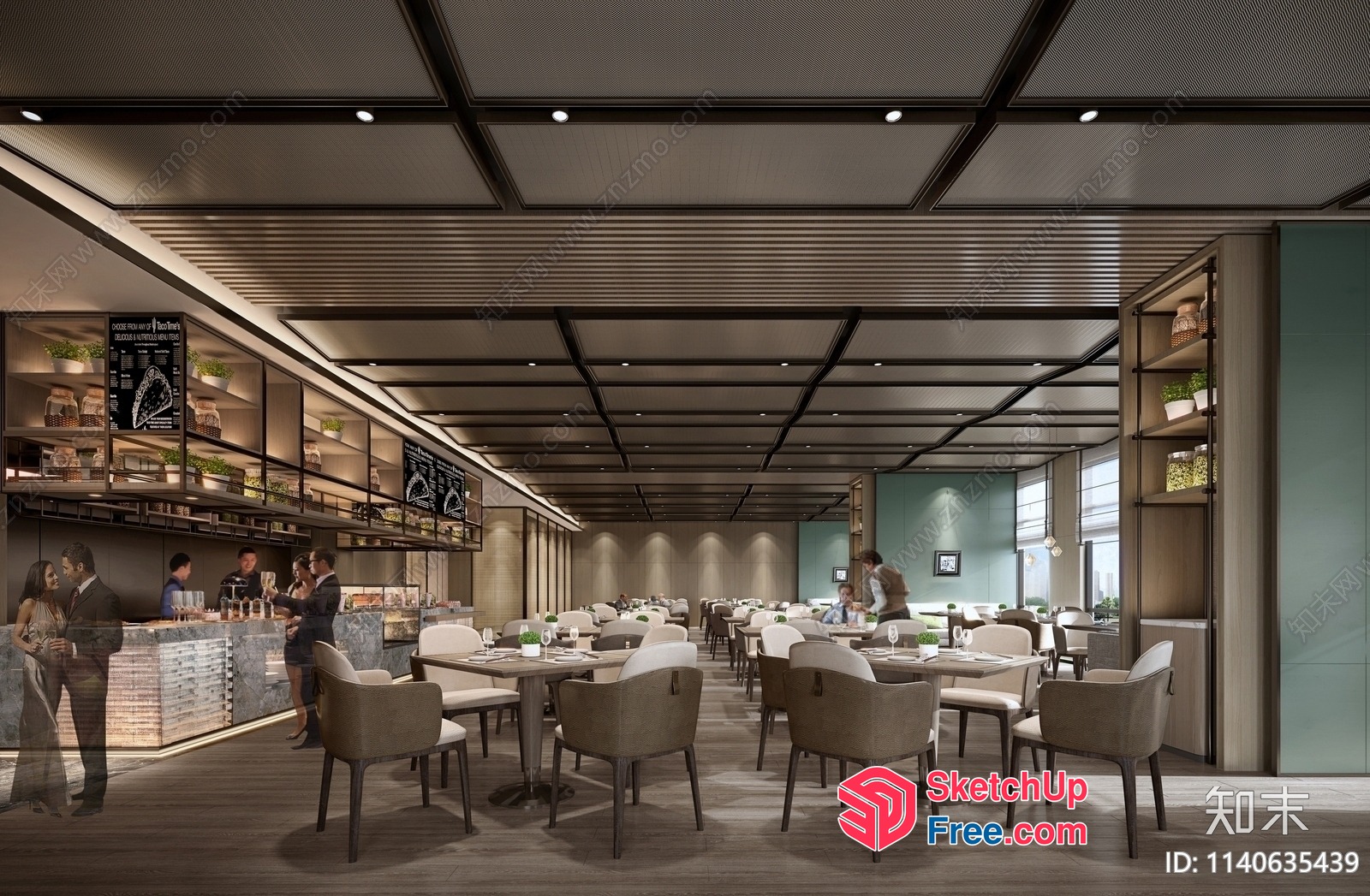 Elegant Modern Restaurant Interior Design 3D SketchUp File