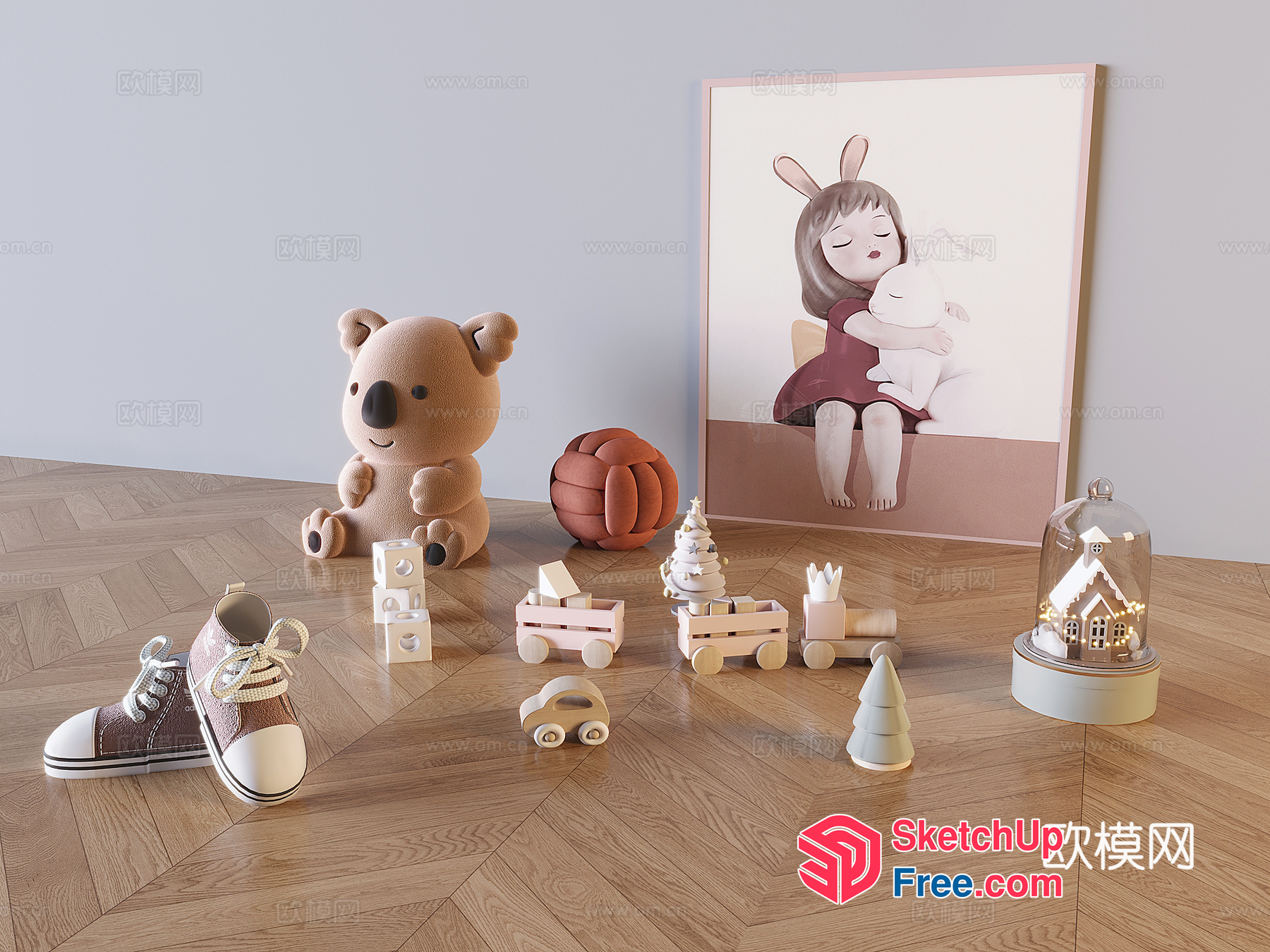 Cozy Playroom Interior With Neutral Tones And Whimsical Decor 3D SketchUp File
