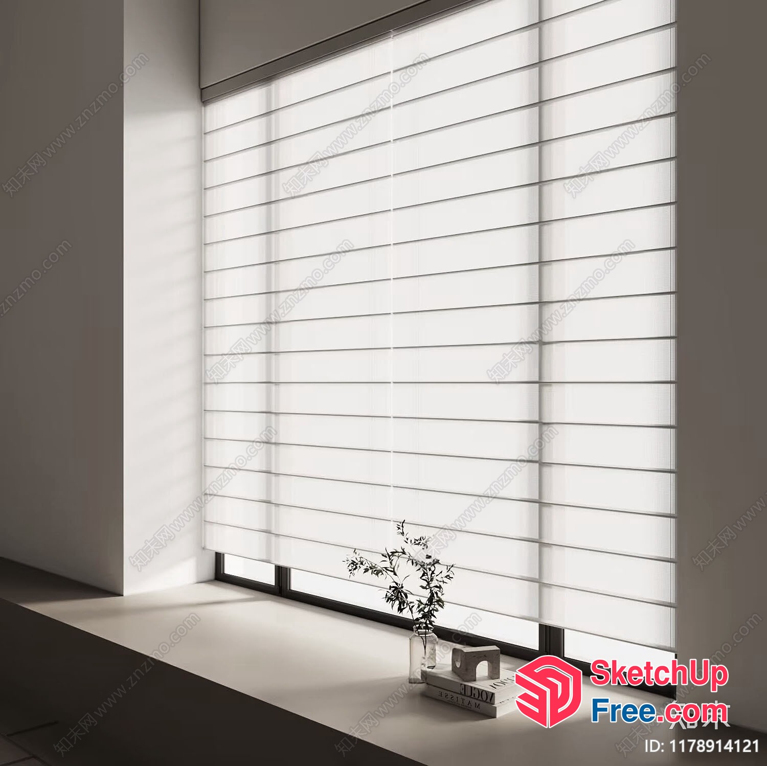 White Blinds On Window With Decorative Items 3D SketchUp File
