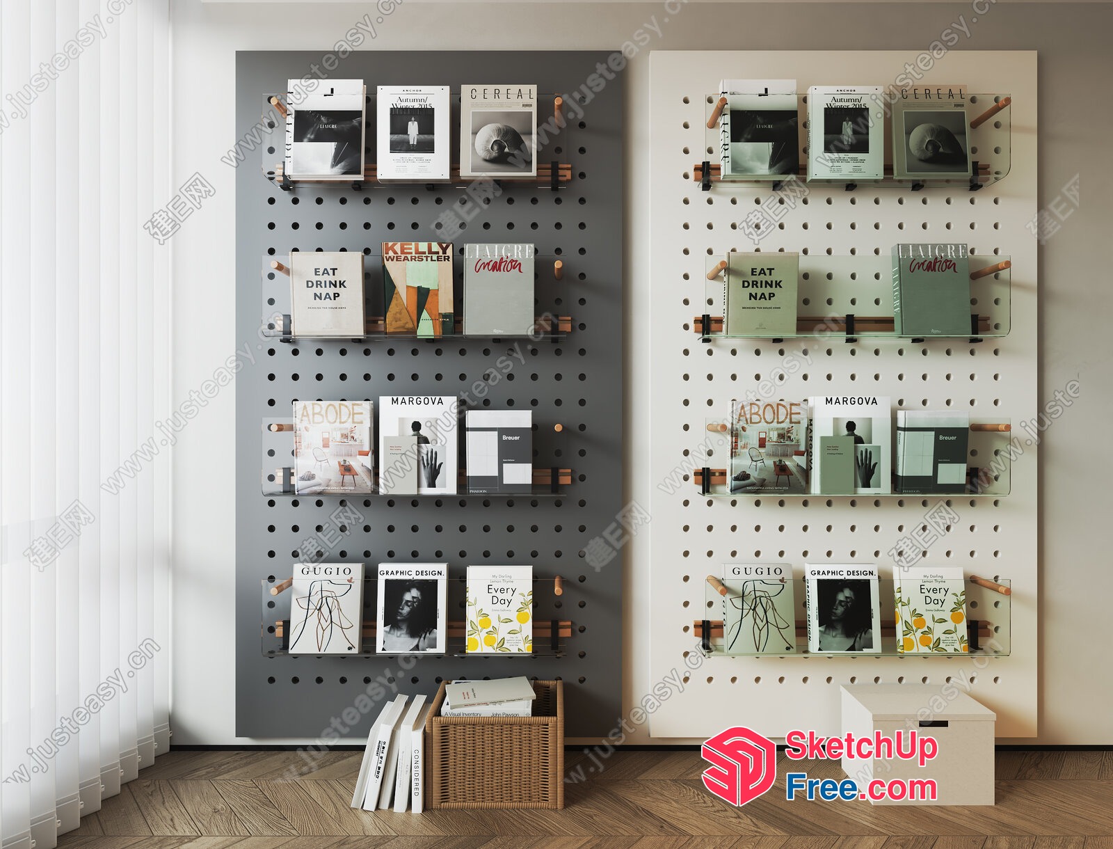 Modern Book Display With Minimalist Decor 3D SketchUp File
