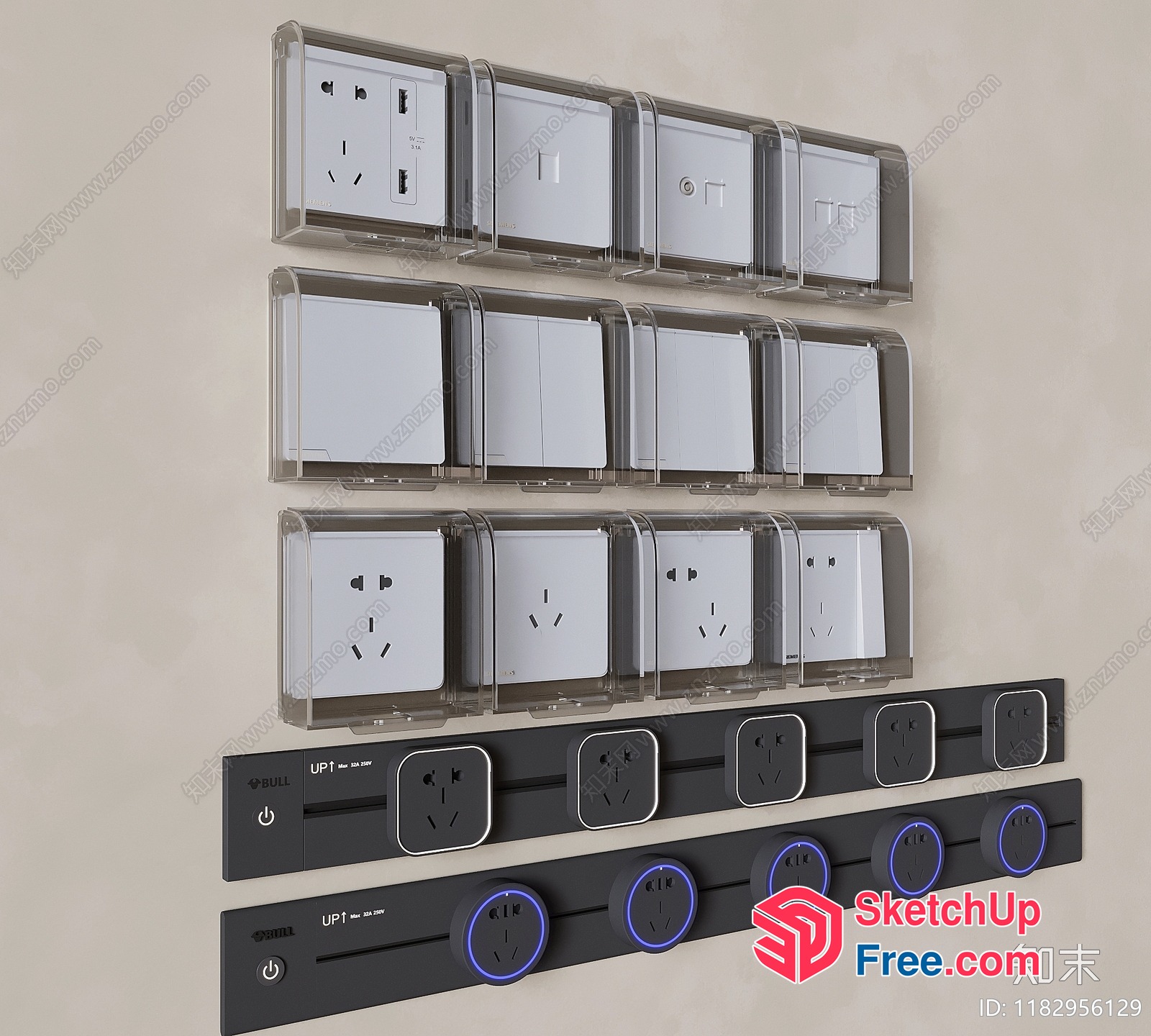 Wall-Mounted Electrical Outlets And Usb Charging Stations 3D SketchUp File