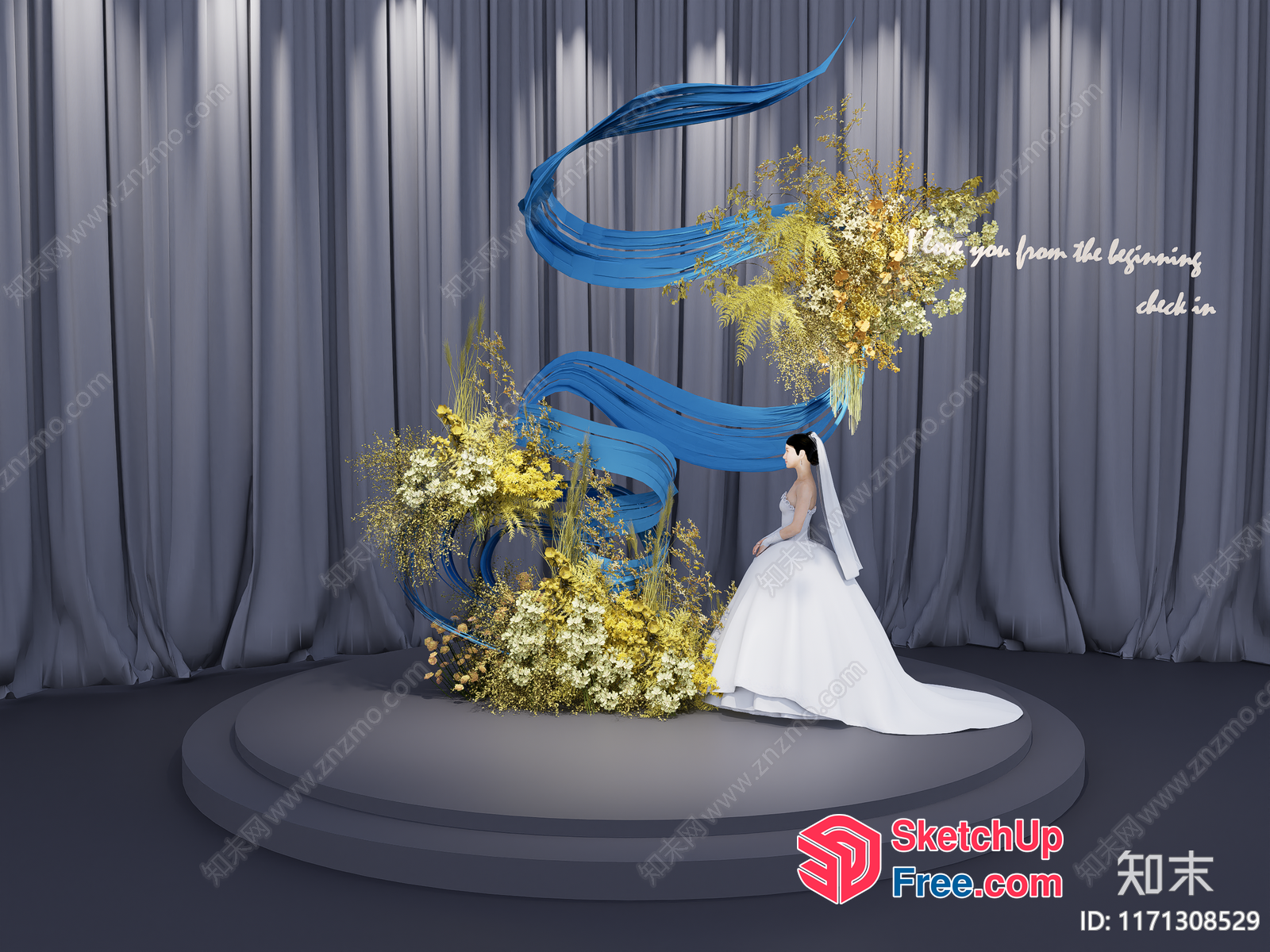 Elegant Bride In A Floral Wonderland 3D SketchUp File
