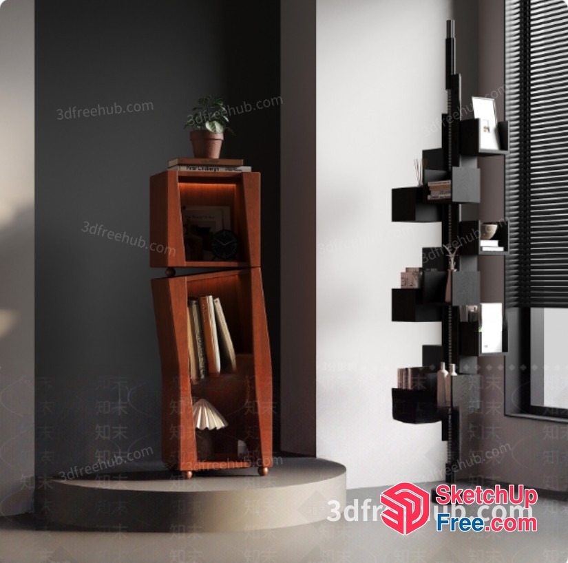 Bookcase In A Minimalist Style Interior 3D SketchUp File