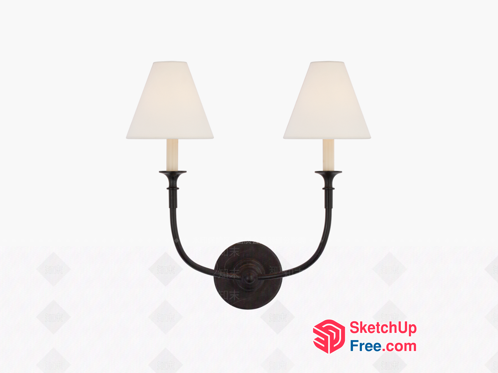 Elegant Wall-Mounted Lighting Fixture With Two Arms And White Shades 3D SketchUp File
