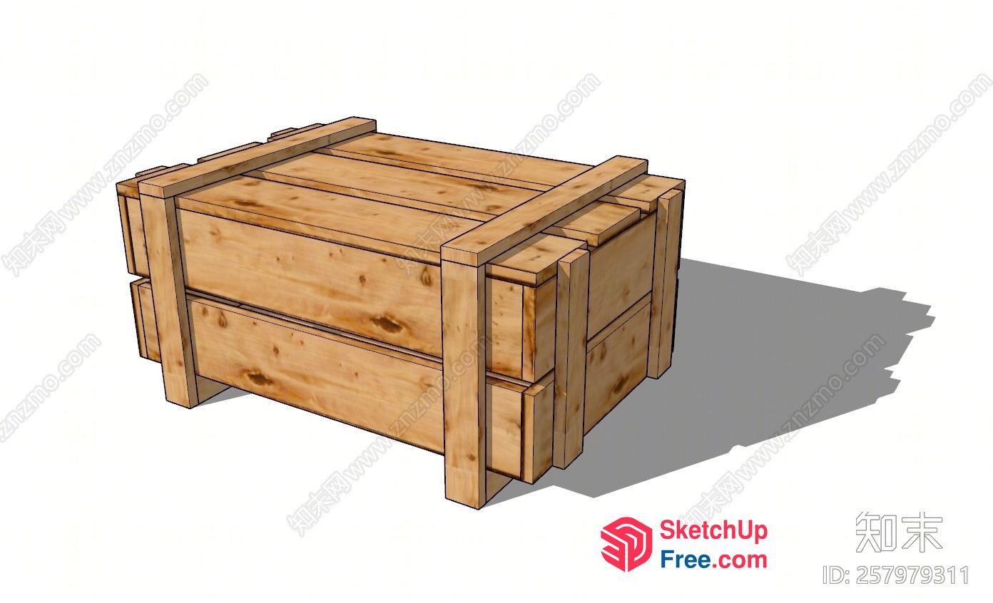 Wooden Crate On Floor 3D SketchUp File