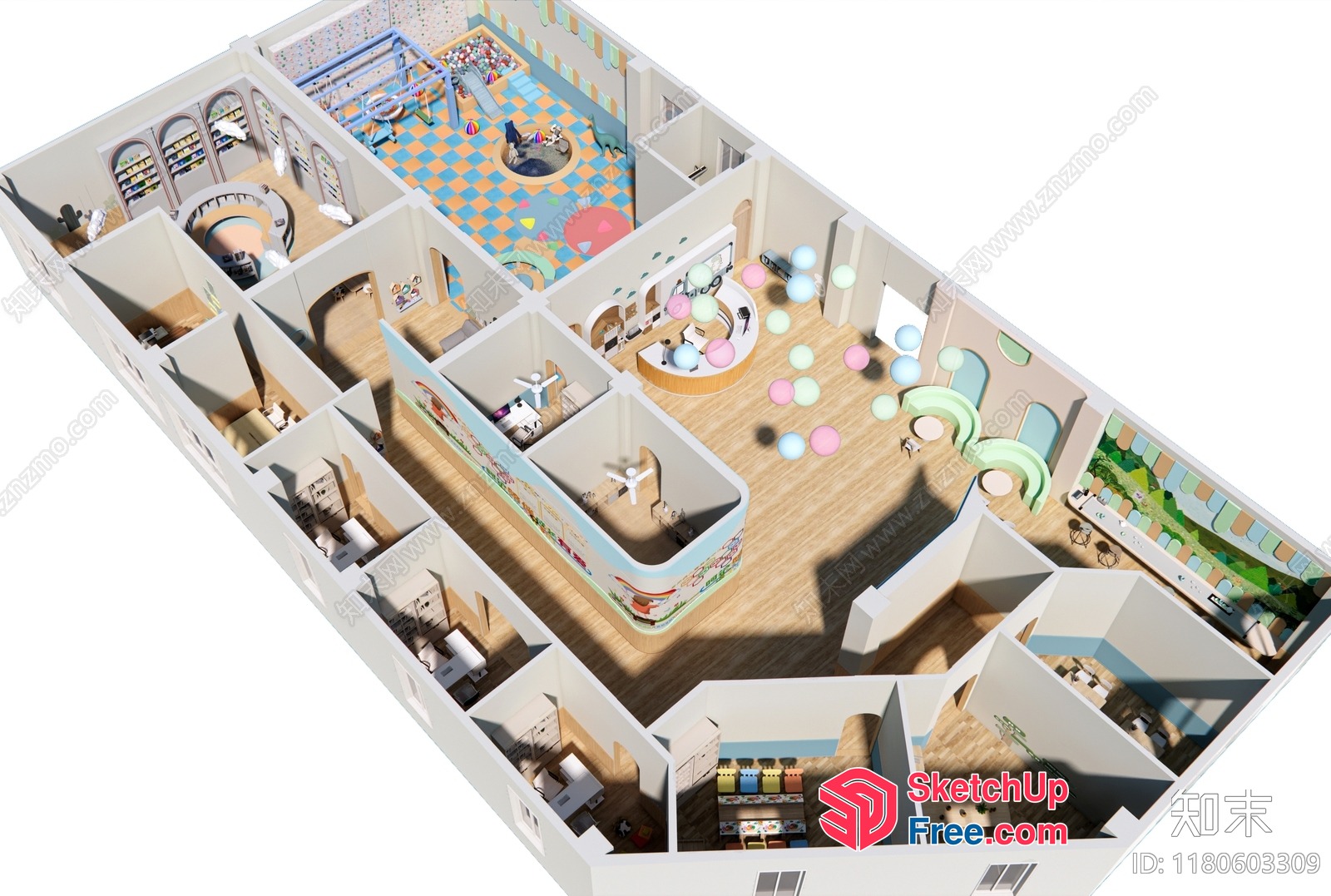 3D Rendered Floor Plan Of A Colorful Children'S Playroom 3D SketchUp File