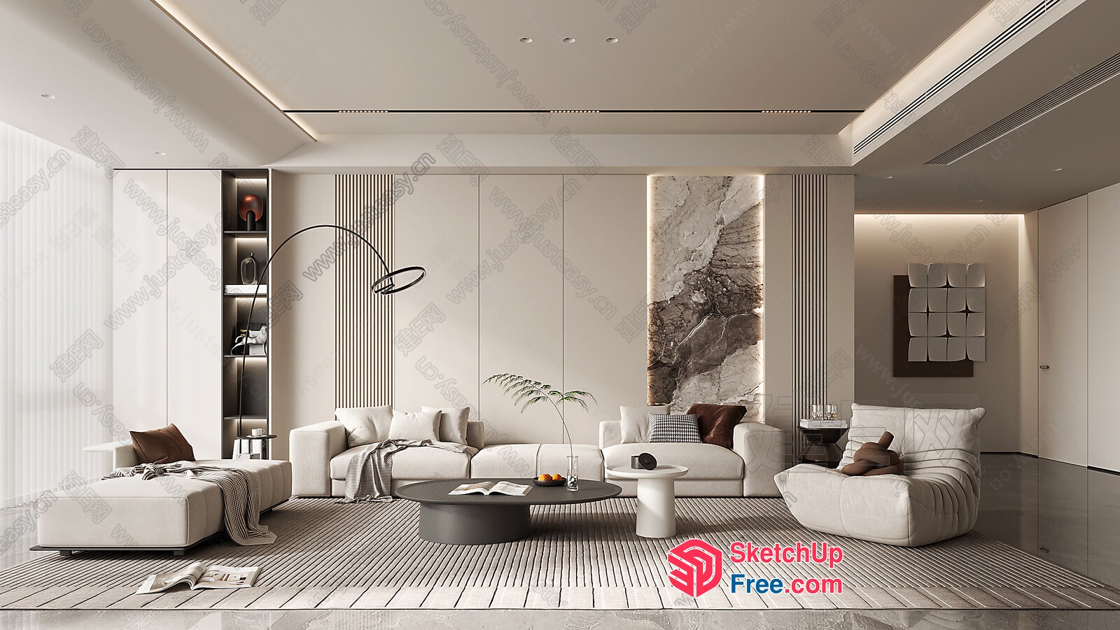 Modern Minimalist Living Room Design 3D SketchUp File
