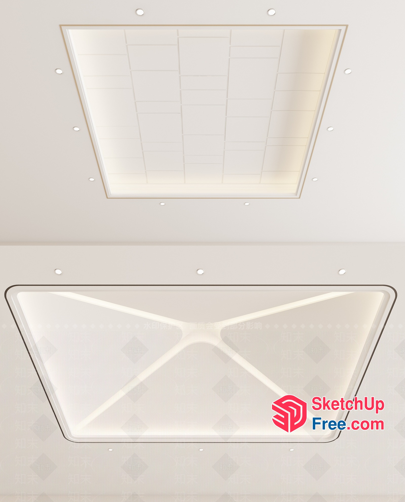 Rectangular Ceiling With Square And Triangular Patterns 3D SketchUp File