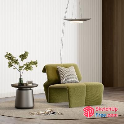 Cozy Green Chair In A Modern Living Room 3D SketchUp File
