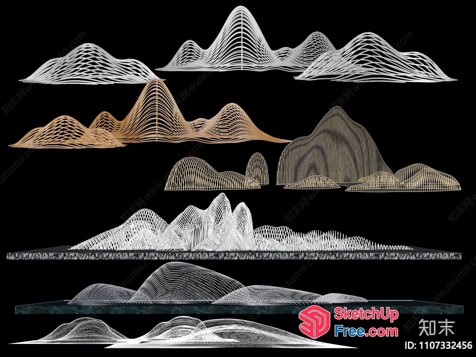 Abstract 3D Artistic Mountain Ranges 3D SketchUp File
